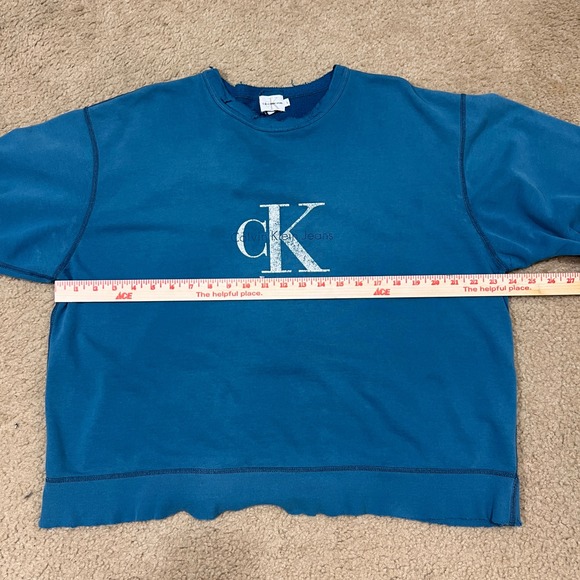 Calvin Klein Jeans Blue Mock Neck Graphic Sweatshirt Oversized L - Picture 4 of 6